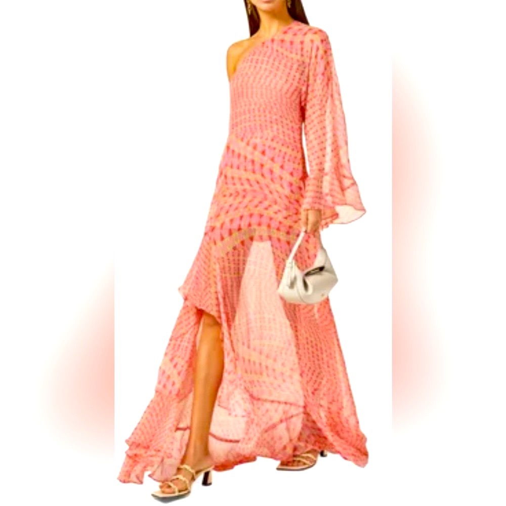 New Misa. Gaia One-shoulder Maxi Dress in Chiffon